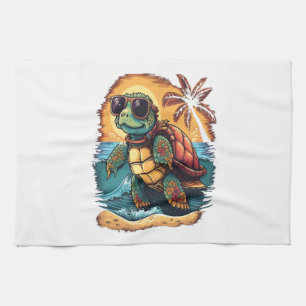 Turtle Hawaiian Sea Turtles Hawaii Tropical Beach Tea Towel