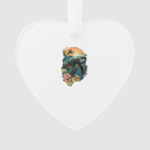 Turtle Hawaiian Sea Turtles Hibiscus Flower Copy C Ornament