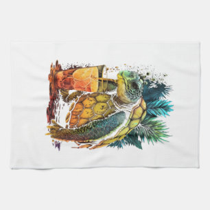 Turtle Hawaiian Sea Turtles Pineapple Aloha Copy Tea Towel