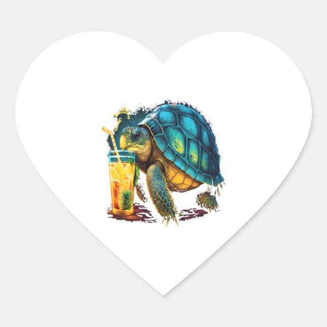 Turtle Hawaiian Sea Turtles Pineapple Aloha Heart Sticker (Front)