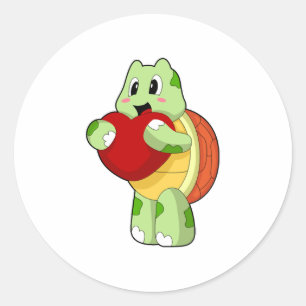 Turtle Heart Classic Round Sticker