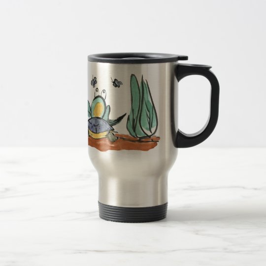Turtle Helps Frog be Closer to Buzzing Insects Travel Mug