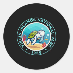 Turtle Hiking At Virgin Islands National Park Classic Round Sticker