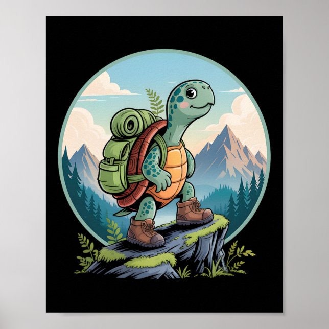 Turtle Hiking Backpack Apparel For Outdoor Nature  Poster (Front)