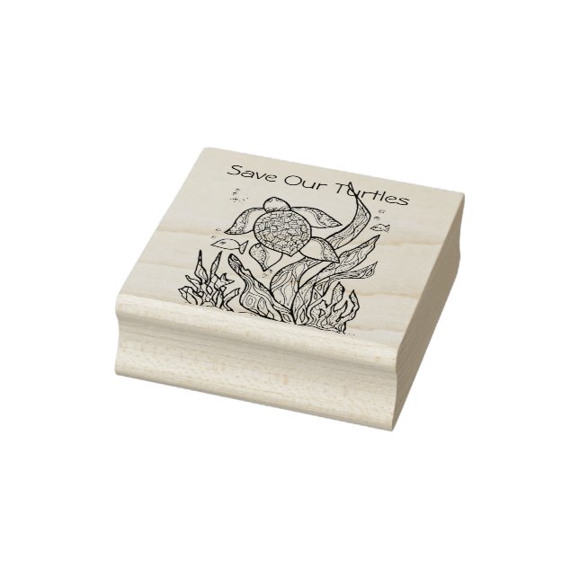 Turtle Honu swimming rubber stamp personalise (Stamp)