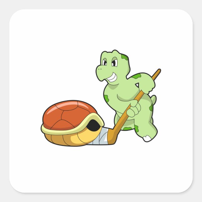 Turtle Ice hockey Ice hockey stick Square Sticker (Front)