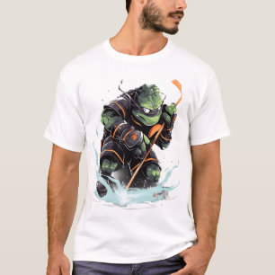 Turtle Ice Hockey Player Hockey Stick Goalie Copy T-Shirt