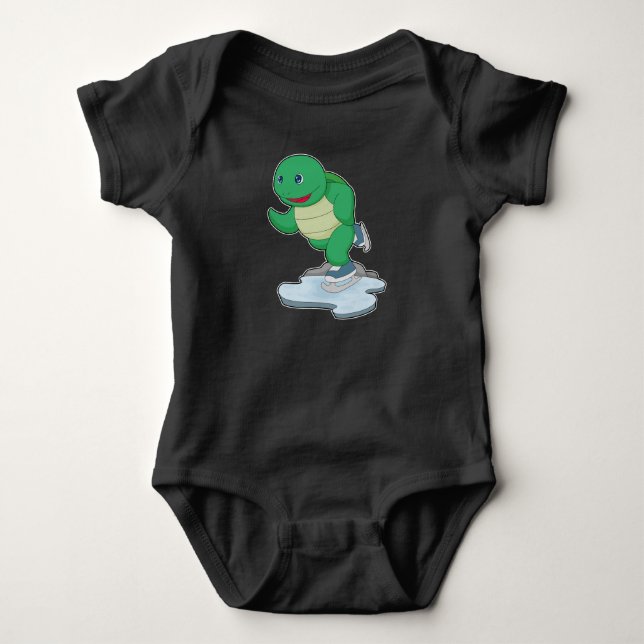 Turtle Ice skating Ice skates Baby Bodysuit (Front)