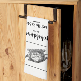 Turtle in different languages  tea towel