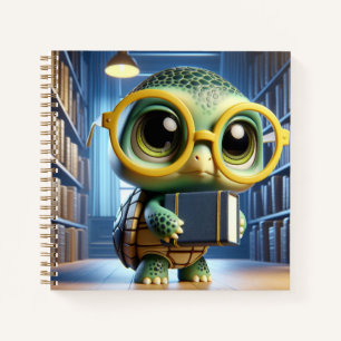 Turtle in Glasses in Library, by Natasha Us   Notebook