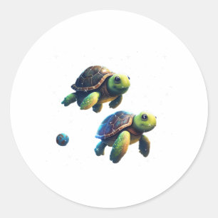 turtle in space classic round sticker