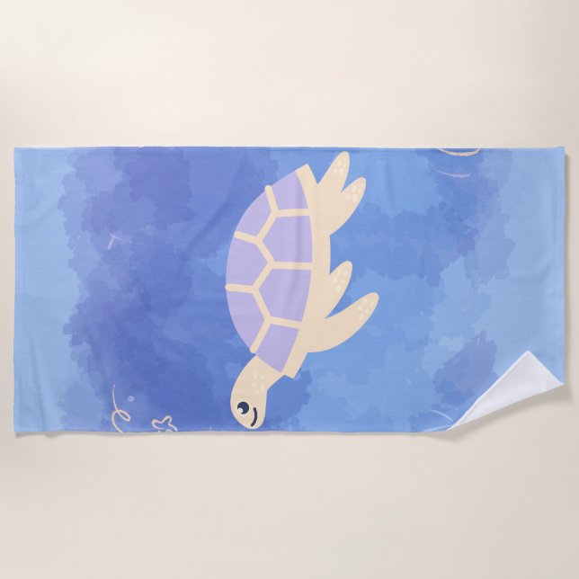 Turtle in the water beach towel (Front)