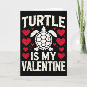 Turtle Is My Valentine Day Cute Turtle Red Hearts Card