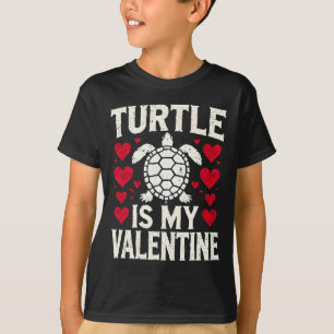Turtle Is My Valentine Day Cute Turtle Red Hearts T-Shirt