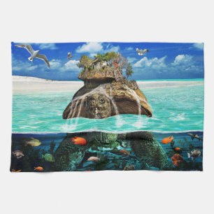 Turtle Island Fantasy Secluded Resort Tea Towel