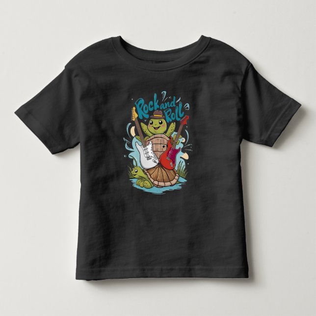 Turtle Jam Session Rock And Roll Toddler T-Shirt (Front)