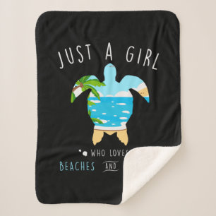 Turtle Just A Girl Who Loves Beachs And Turtles Sherpa Blanket