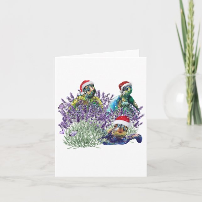 Turtle Lavender Christmas Shirt Holiday Christmas Thank You Card (Front)