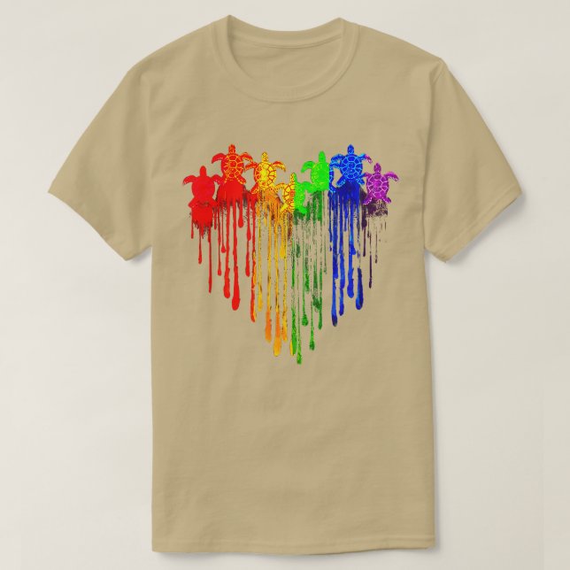 Turtle LGBT Heart T-Shirt (Design Front)