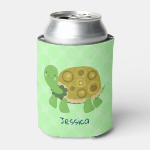 Turtle Light Green Personalised Name Can Cooler