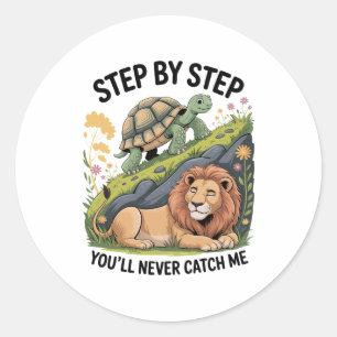 Turtle Lion Funny Classic Round Sticker