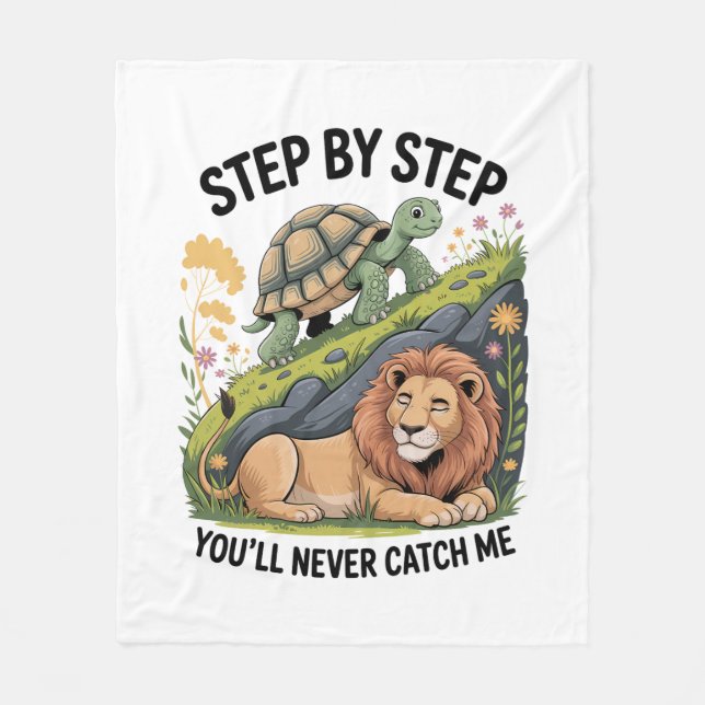 Turtle Lion Funny Fleece Blanket (Front)
