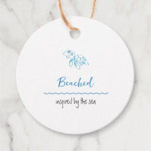 Turtle Logo Beach Theme Blue Text Price Hang Tag