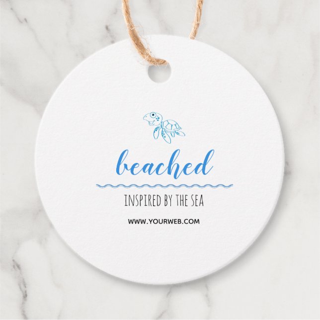 Turtle Logo Beach Theme White Hang Tag (Front)