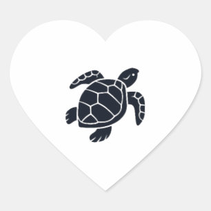 Turtle Logo Emblem Red-Eared Slider Tortoise Heart Sticker