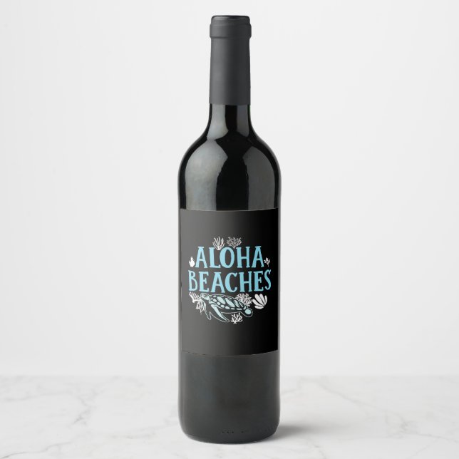 Turtle Lover | Aloha Beaches Wine Label (Front)
