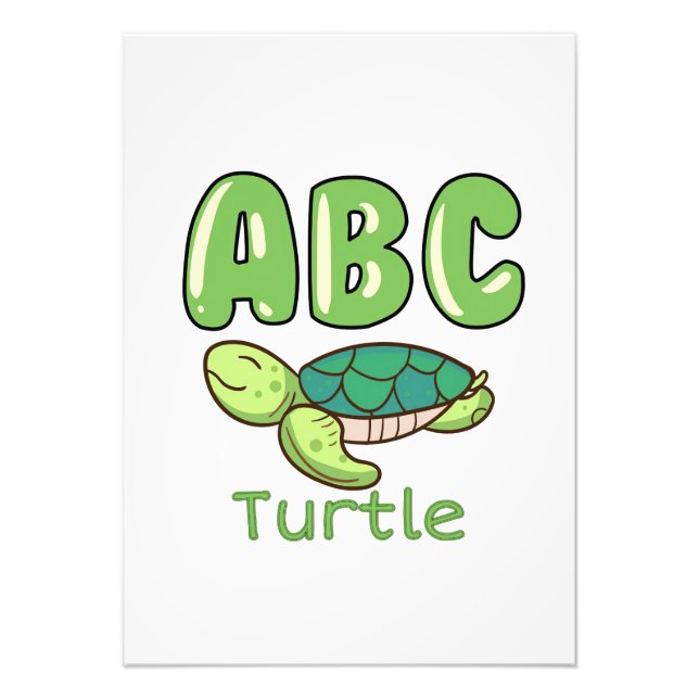 Turtle Lover Alphabet ABC Letter Turtle Photo Print (Front)