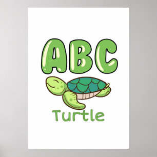Turtle Lover Alphabet ABC Letter Turtle Poster