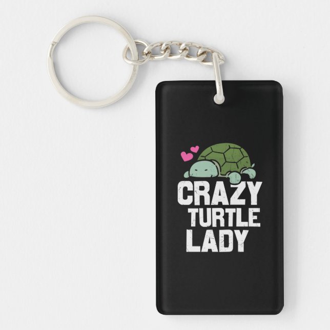 Turtle Lover | Crazy Turtle Lady Key Ring (Front)