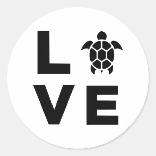 Turtle Lover Gift Love Sea Turtles Heart Classic Round Sticker