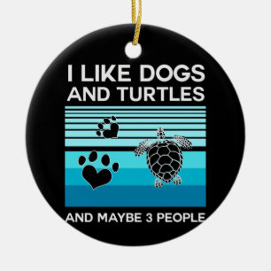 Turtle Lover I Like Dogs And Turtles Ceramic Tree Decoration