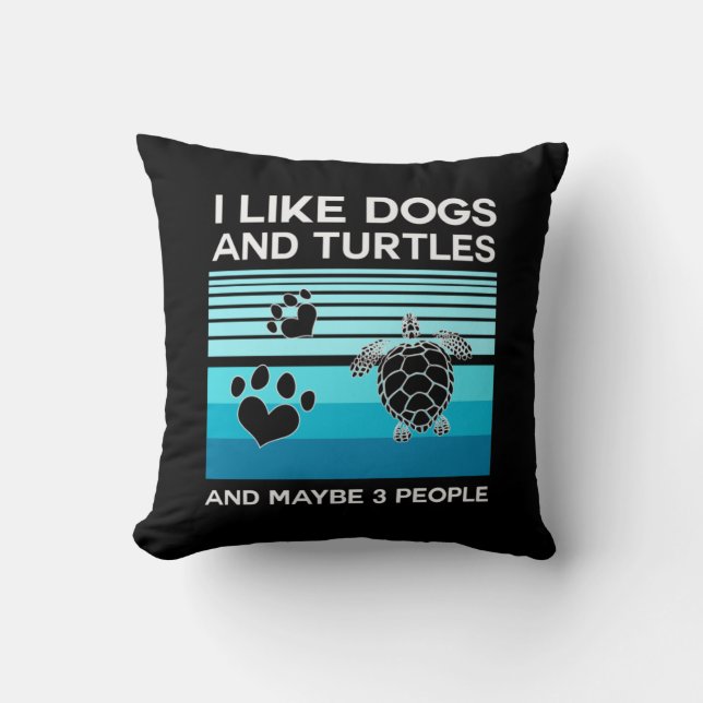 Turtle Lover | I Like Dogs And Turtles Cushion (Front)