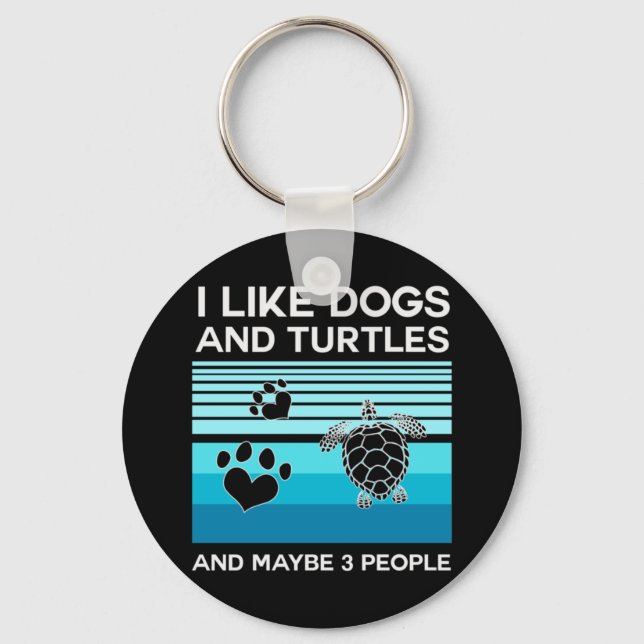 Turtle Lover | I Like Dogs And Turtles Key Ring (Front)