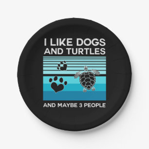 Turtle Lover   I Like Dogs And Turtles Paper Plate