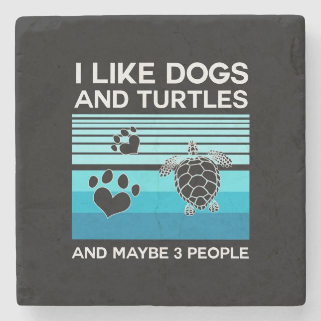 Turtle Lover | I Like Dogs And Turtles Stone Coaster (Front)