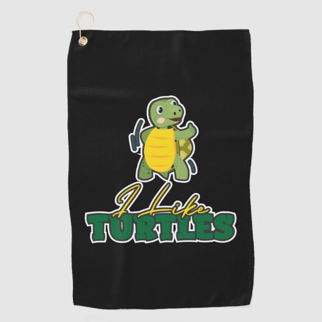 Turtle Lover | I Like Turtles Golf Towel (Front)