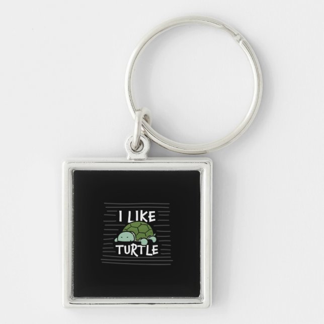Turtle Lover | I Like Turtles Key Ring (Front)