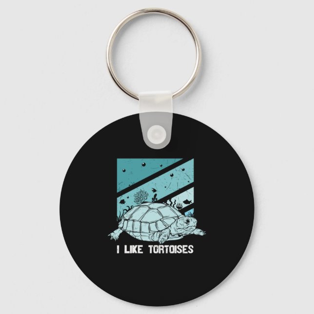 Turtle Lover | I Love Turtles Key Ring (Front)