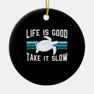 Turtle Lover Life Is Good Ceramic Tree Decoration