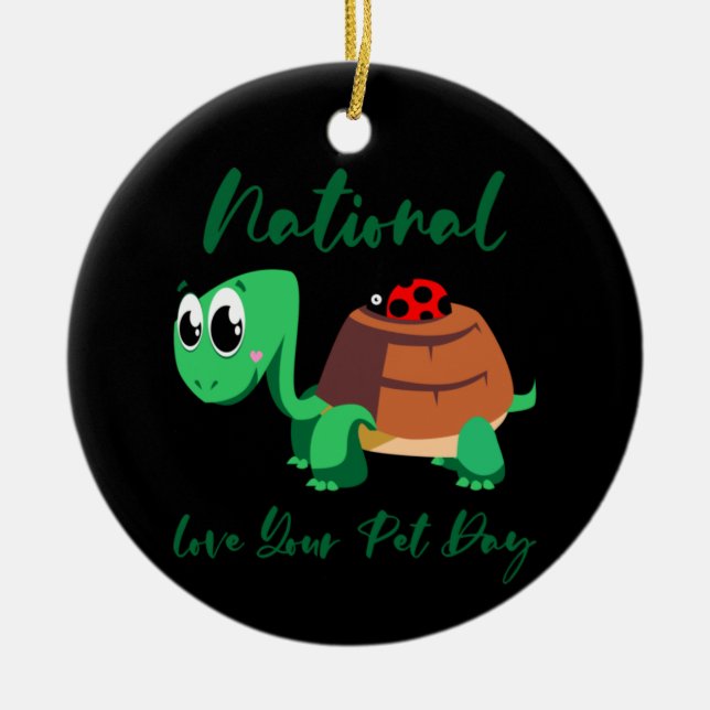 Turtle Lover | National Love Your Turtle Ceramic Tree Decoration (Front)