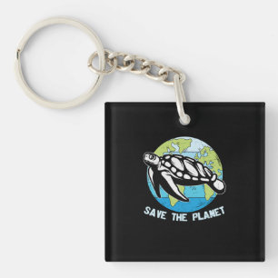 Turtle Lover Save The Planet Key Ring