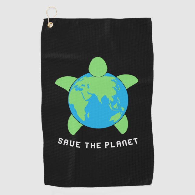 Turtle Lover | Save The Turtle Planet Golf Towel (Front)