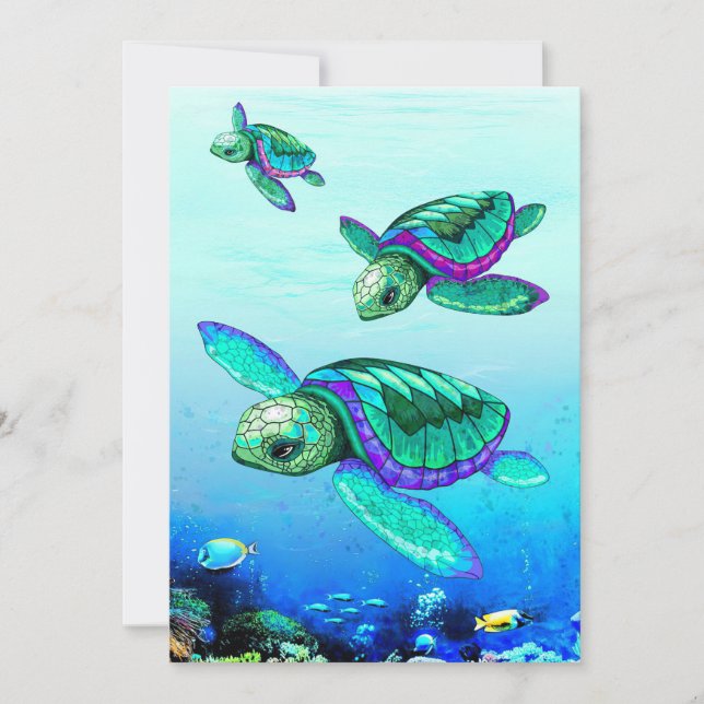Turtle Lover Sea Turtles Dance Thank You Card (Front)