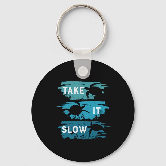 Turtle Lover | Take It Slow Key Ring (Front)