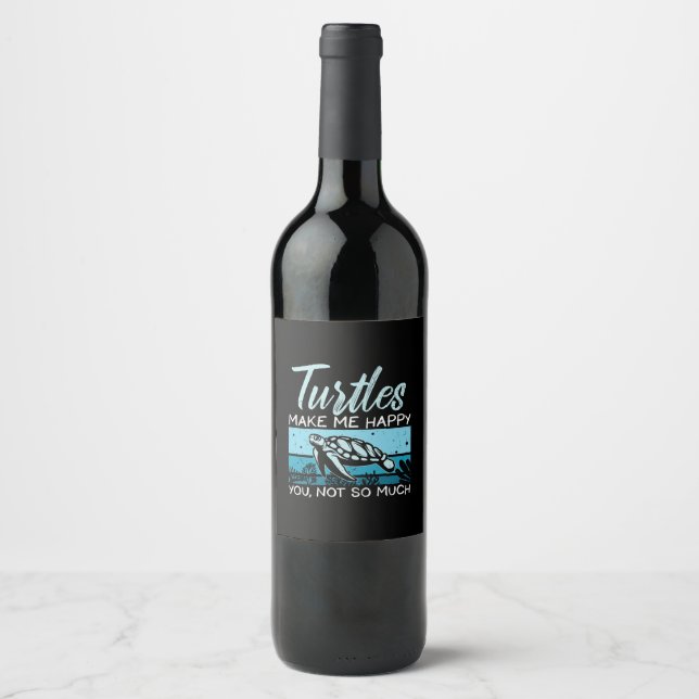 Turtle Lover | Turtles Make Me Happy Wine Label (Front)