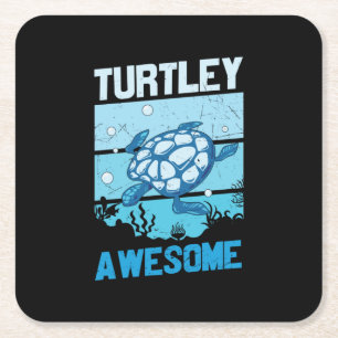 Turtle Lover Turtley Awesome Square Paper Coaster